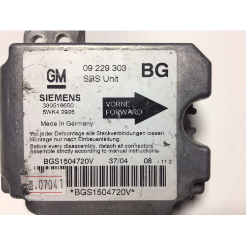 Opel Zafira A Airbag Beyni 09229303 5WK42926 BG