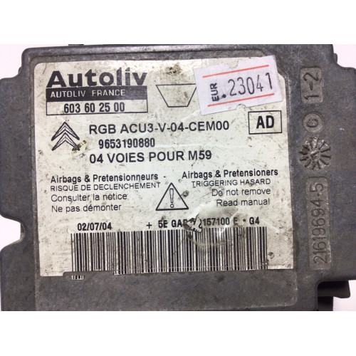 Peugeot Partner Citroen Airbag Beyni 603602500 9653190880