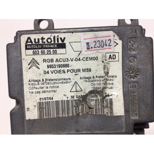Peugeot Partner Citroen Airbag Beyni 603602500 9653190880