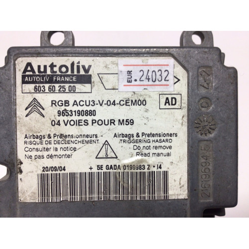 Peugeot Partner Citroen Berlingo Airbag Beyni 603602500 9653190880