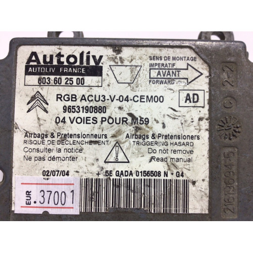 Peugeot Partner Citroen Berlingo Airbag Beyni 603602500 9653190880