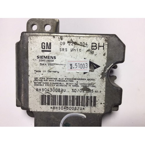 Opel Astra G Airbag Beyni 09229304 5WK42927 BH