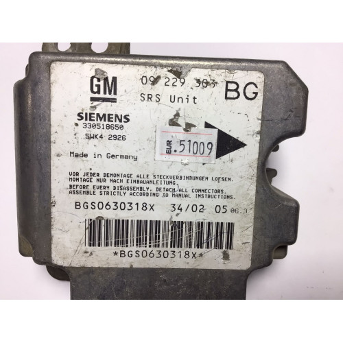 Opel Zafira A Airbag Beyni 09229303 5WK42926 BG