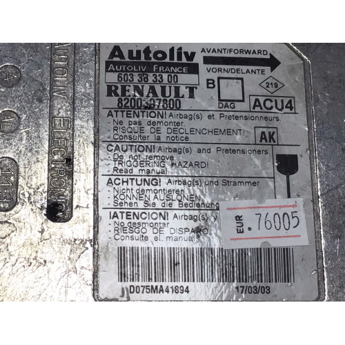 Renault Megane Airbag Beyni 8200307800 603383300