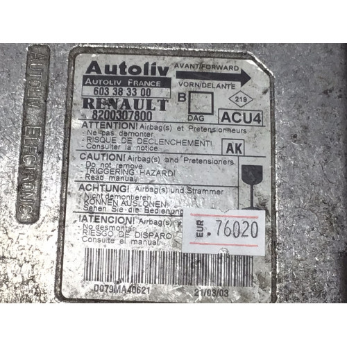 Renault Megane Airbag Beyni 8200307800 603383300