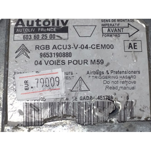 Peugeot Partner Citroen Berlingo Airbag Beyni 603602500 9653190880