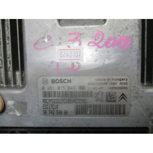 Citroen C3 1.4 Motor Beyni 0281015849 EDC17C10 9674254080