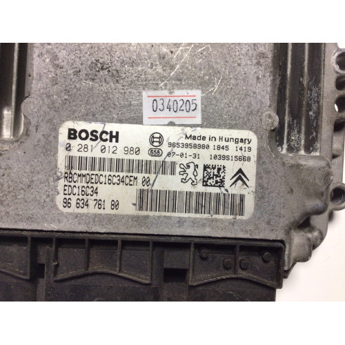 Citroen C4 1.6 HDI Motor Beyni 0281012980 EDC16C34 9663476180