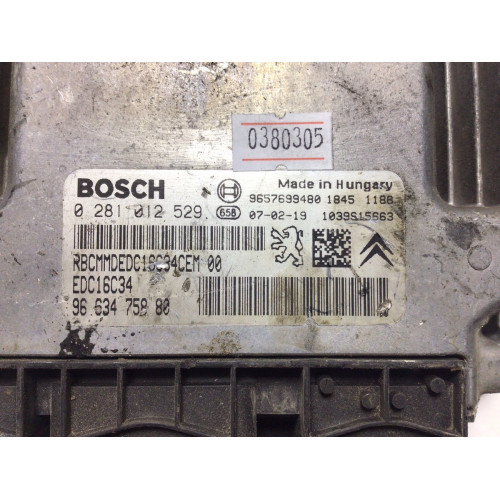 Peugeot 207 1.4 Motor Beyni 0281012529 EDC16C34 9663475880