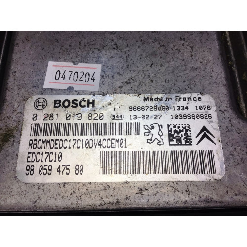 Peugeot 208 1.6 Motor Beyni 0281019820 EDC17C10 9805947580
