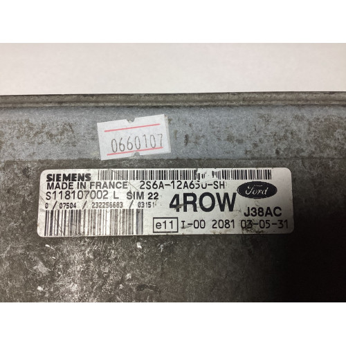 Ford Fiesta 1.4 Motor Beyni SIM22 S118107002L 2S6A-12A650-SH 4ROW
