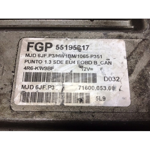 Fiat Punto 1.3 Motor Beyni MJD6JF.P3 55195817 HW01B