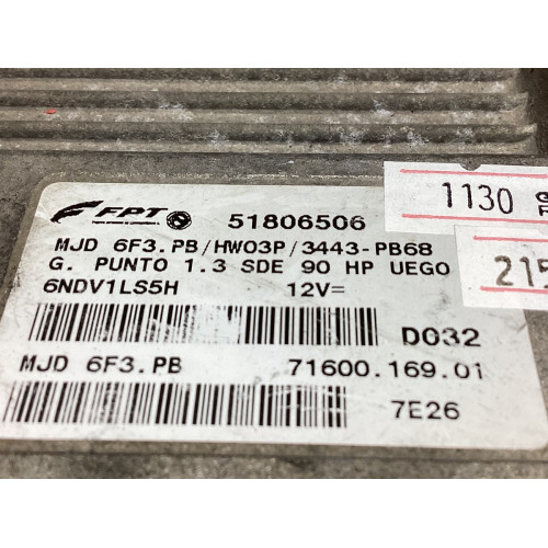 Fiat Grande Punto 1.3 Multijet Motor Beyni MJD 6F3.PB HW03P 51806506