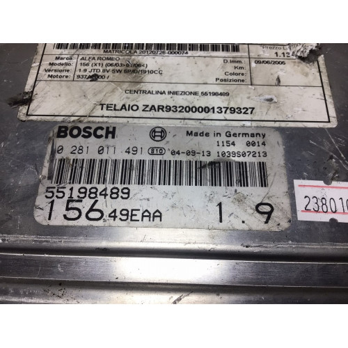 Alfa Romeo 156 1.9 JTD Motor Beyni 0281011491 55198489