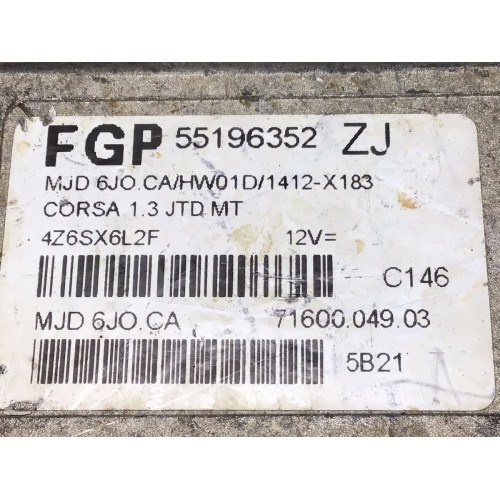 Opel Corsa 1.3 Motor Beyni MJD 6JO.CA 71600.049.03 55196352ZJ