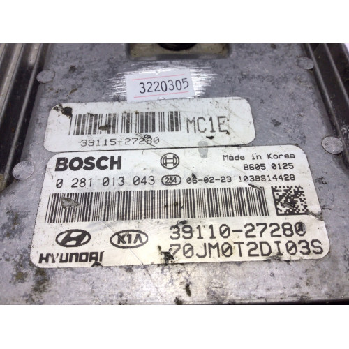 Hyundai Accent Era Engine Brain 0281013043 39110-27280 39115-27280