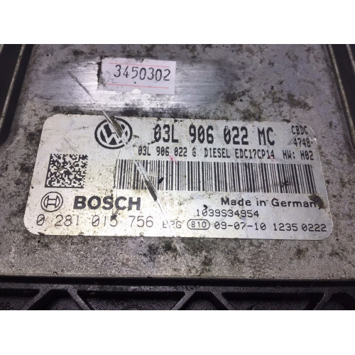 Volkswagen Golf 2.0 TDI Motor Beyni 03L906022MC 0281015756 EDC17CP14