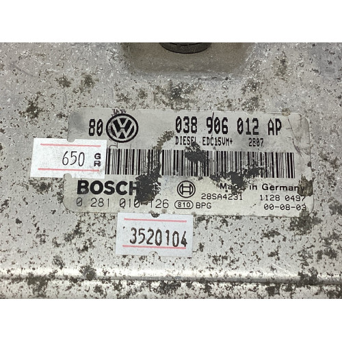 Volkswagen Golf Audi A3 1.9 TDI Motor Beyni 0281010126 038906012AP
