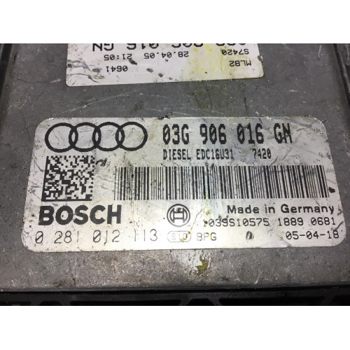 Audi A4 2.0 TDI Motor Beyni 03G906016GN 0281012113 EDC16U31