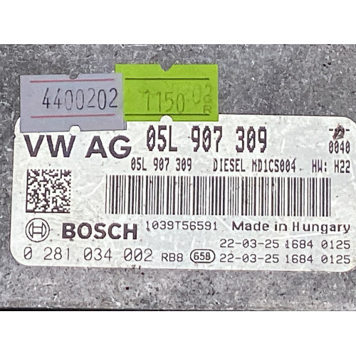 Audi A6 2.0 TDI Motor Beyni 0281034002 05L907309 MD1CS004