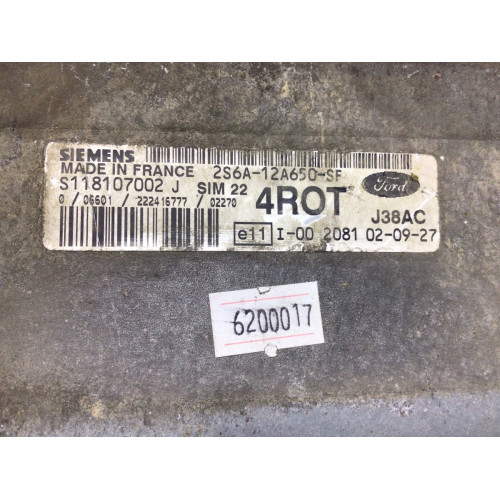 Ford Fiesta 1.4 Motor Beyni SIM22 S118107002J 2S6A-12A650-SF 4ROT
