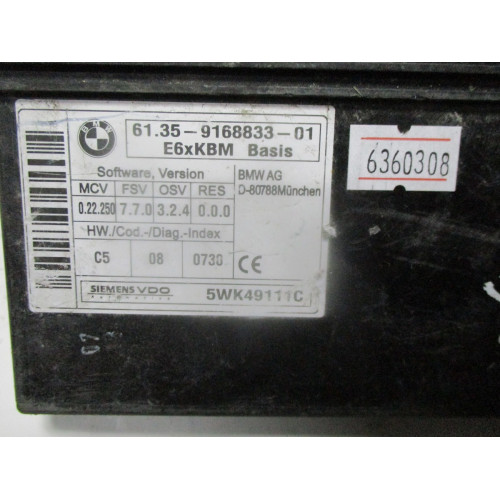 BMW E60 Gövde Modulü 61.35-9168833-01 5WK49111C